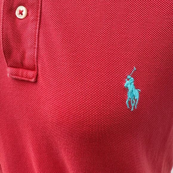 Polo Ralph Lauren Mesh Mini Shirt Dress Sz L Red Button Collar Preppy Heritage - Picture 7 of 11